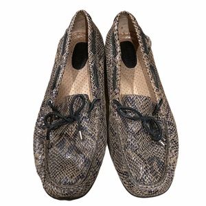Sperry Snakeskin-look leather loafers
